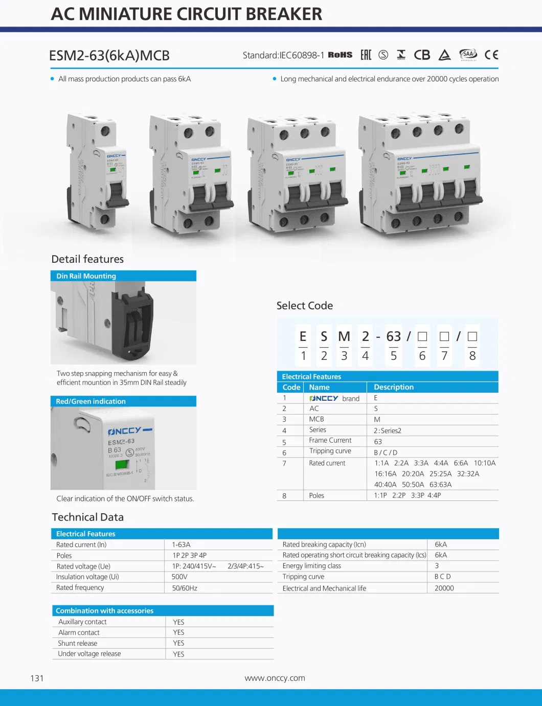 1p 2p 3p 4p 6-25A 230V 400V AC DC MCB Switch Miniature Circuit Breaker Mini Circuit Breaker