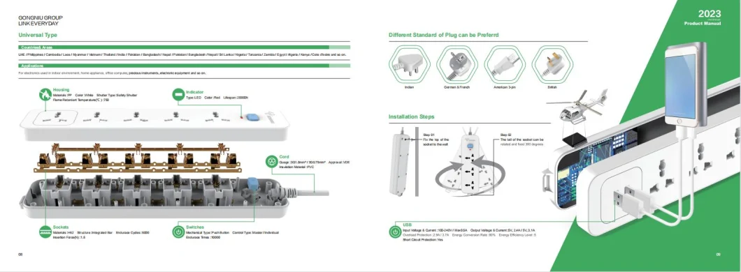 English Standard USB Mobile Plug-in Board Industrial Socket Expansion and Insertion