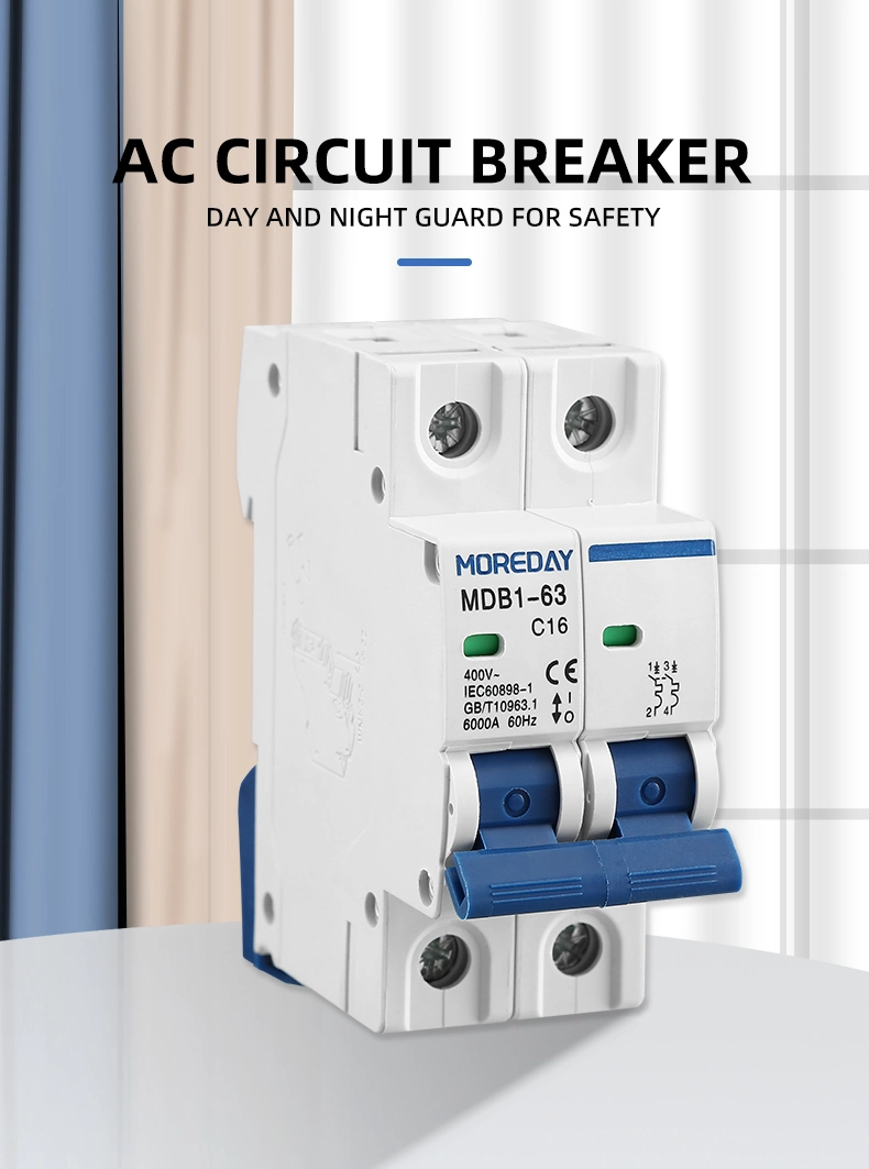 Dz47-63 1p 2p 3p 4p Mini MCB 20A 16A 10A 32A 25A 40A 63A AC MCB Miniature Circuit Breaker with CE Certificate